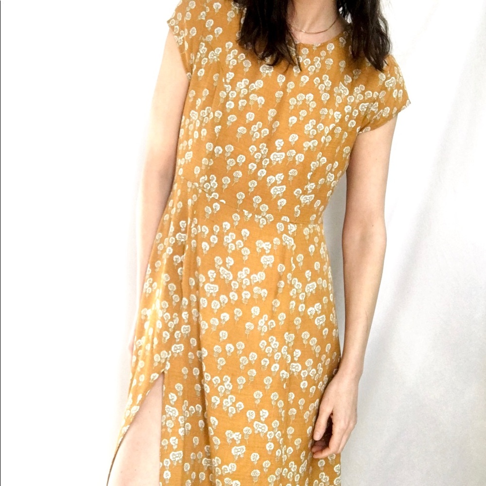Free People mustard yellow flowy dress